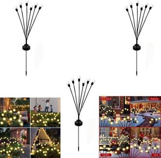 OEM Juego De 3 Luces Solares De Jard&iacute;n Con Forma De Luci&eacute;rnaga, 6 Luces, Iluminaci&oacute;n Decorativa Impermeable Para Jard&iacute;n, Iluminaci&oacute;n Ambiental, Negro