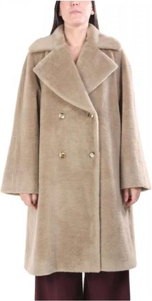 Marella Jassen > Imitatiebont & Shearling Jassen - Dames - Mantel - Beige - S - Jassen