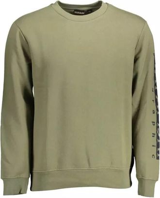 Napapijri Smaragdgroen Casual Katoenmix Trui - Heren - Sweatshirts - Groen - 2XL - Katoen - Hoodies & sweatvesten
