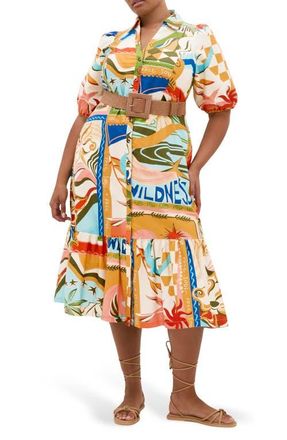 City Chic Wild Soul Belted Cotton Shirtdress at Nordstrom, Size Xxl