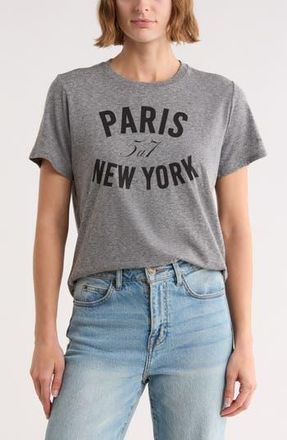 Cinq &agrave; Sept Paris New York Graphic T-Shirt in Heather Grey/Black at Nordstrom Rack, Size Xx-Small
