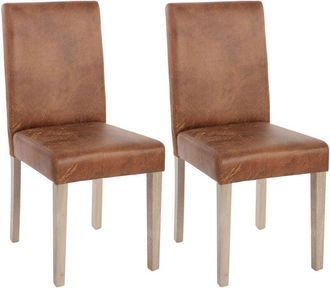 Hhg Set 2x sedie Littau tessuto soggiorno cucina sala da pranzo 43x56x90cm effetto scamosciato piedi color rovere