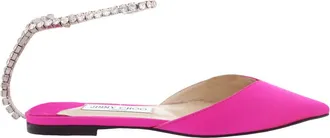 Jimmy Choo London Saeda Crystal Embellished Satin Flats, Brand Size 34.5 ( US Size 4.5 )
