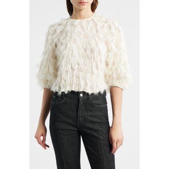 BOSS Baima Feather Jacquard Top in Open Wht at Nordstrom Rack, Size 18 (Similar To 14W)