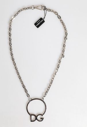 Dolce & Gabbana Mens Dg Logo Chain Necklace - Silver - One Size