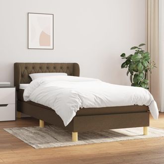 vidaXL Vidaxl - Cama Box Spring Con Colch&oacute;n Tela Marr&oacute;n Oscuro 100x200 Cm