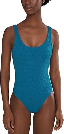 Nike Shoreline Pucker Scoop Neck One Piece Womens Swimsuits One Piece Green Abyss : MD, Nylon/Spandex