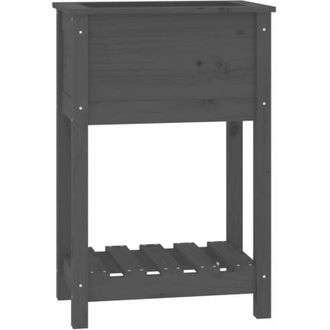 vidaXL Vidaxl - Jardinera De Madera Maciza De Pino Gris 54x34,5x81 Cm