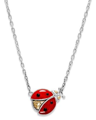 Samuel B. 18K & Silver 0.16 Ct. Tw. Gemstone Ladybug Necklace