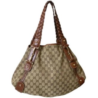 Gucci Pre-owned Shoulder Bags, female, Brown, Size: ONE SIZE Pre-owned Canvas Shoulder Bag