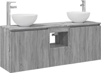 vidaXL Juego De Muebles De Ba&ntilde;o 3 Uds. Sonoma Gris 49,5 X 41 X 64,5 Cm Vidaxl