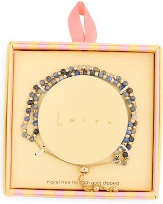 Leith Beaded 2-Row Slider Bracelet in Grey- Gold at Nordstrom Rack
