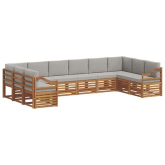 vidaXL Conjunto De Sof&aacute;s De Exterior 10 Uds. Gris Natural Y Claro Vidaxl
