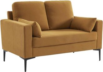 Sweeek Sofá de pana con patas de metal de 2 plazas, ocre