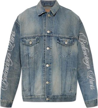 Balenciaga Denim Jackets, female, Blue, Size: XS Vintage-effect Denim Jacket