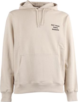 Dr&ocirc;le de Monsieur Le Hoodie Slogan - Heren - Hoodies - Beige - L - Katoen - Hoodies & sweatvesten