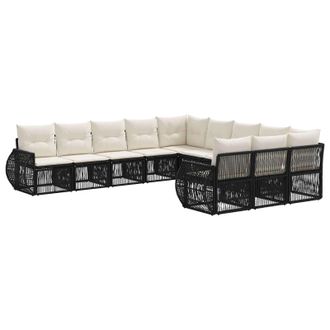 vidaXL Conjunto De Sof&aacute;s De Jard&iacute;n 11 Pcs Negro Y Blanco Crema Vidaxl