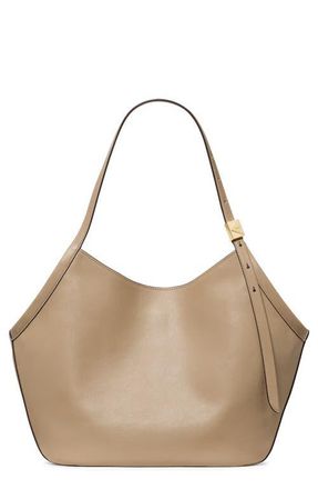 Kate Spade New York Deco Fine Grain Leather Tulip Tote in Timeless Taupe at Nordstrom