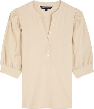 Veronica Beard Coralee Ribbed Stretch-cotton top - Cream - XL (UK16 / XL)