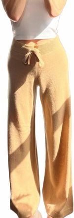 Crush Cashmere Wide Leg Pant In Caramel