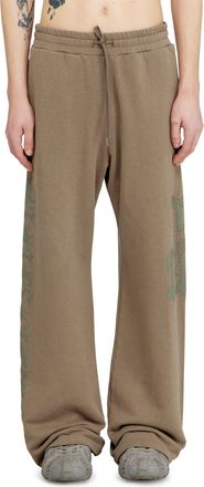 Diesel Treated sweatpants with logo print - Pants - Man - Brown