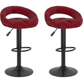 vidaXL Taburetes De Cocina 2 Unidades Terciopelo Rojo Tinto Vidaxl