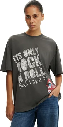 Cotton On Womens The Lcn Music Boxy Graphic Tee in Rolling Stones Rock N Roll at Nordstrom, Size Xx-Small