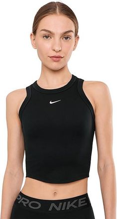Nike One Fitted Dri-FIT Cropped Tank Top Womens Clothing Black/White : XL (US 16-18), Elastane/Polyester