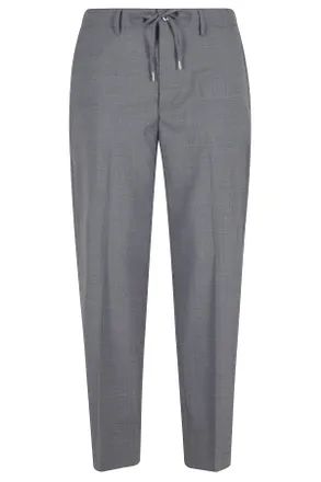 BRIGLIA 1949 Gray Covents Drawstring Waist Wool-Blend Straight-Leg Pants