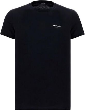 Balmain Flock Logo Cotton T Shirt, Size Medium