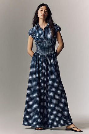 Hutch Gingham Basque-Waist Jumpsuit