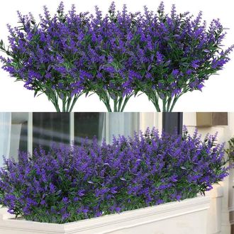 OEM Arbusto Artificial De Lavanda Para Exteriores Zukuco, Con 16 Ramos, Resistente A Los Rayos Uv, Para Decoraci&oacute;n De Interiores Y Exteriores, Con Follaje