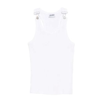 Jean Paul Gaultier Tops, Dames, Wit, XS, Katoen, Tanktop met witte bandjes