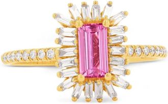 Suzanne Kalan 18kt geelgouden ring met diamant en saffier