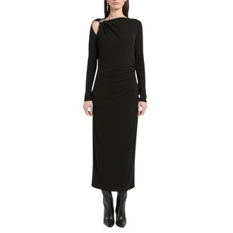 Marella Mllpatto Jurk met Asymmetrische Uitsnijding bij de Schouder - Dames - Casual kleedjes - Zwart - S - Kleedjes