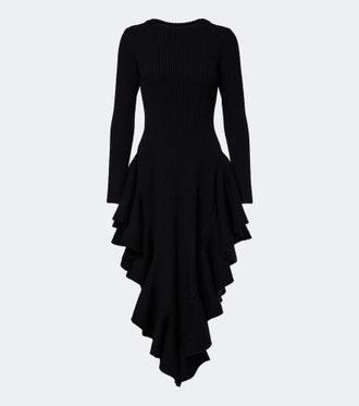 Alaia Ala&iuml;a Ruffled wool-blend midi dress