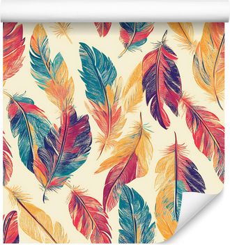 OEM Carta Da Parati In Stile Boho Color Crema E Corallo Per Soggiorno E Camera Da Letto, 50x1000 Cm