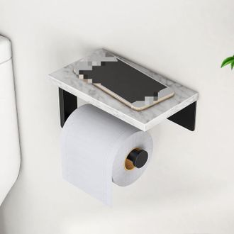OEM Portarrollos De Papel Higi&eacute;nico Con Dise&ntilde;o De M&aacute;rmol Y Montaje En Pared Con Tornillos De Acero Inoxidable 304, Color Negro Mate