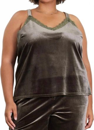 Skies Are Blue Clothing Love & Velvet Cami In Olive