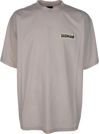 Balenciaga T-Shirts, male, Gray, Size: XL Medium Fit Crew Neck T-Shirt