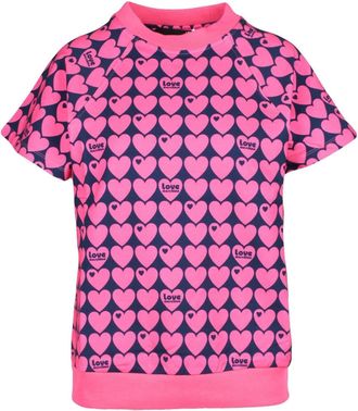 Love Moschino Womens Heart Print Tshirt - Pink Cotton - Size EU 44 (Womens)