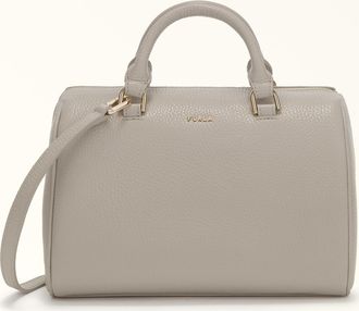 Furla Mialissa Borsa Boston S Vaniglia Beige Pelle Di Vitello Granata Donna