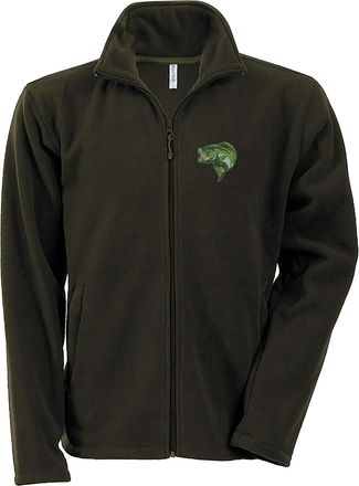 Bang Tidy Clothing Bass Fishing Fleece Jacket with Embroidered Fish Fisherman Clothing Gift Ideas