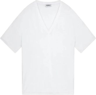 Dondup Zijden V-hals Regular T-shirt - Dames - T-shirts - Wit - XS - Tops