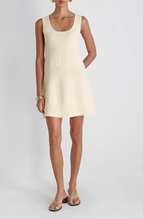 French Connection Mozart Mixed Stitch Sleeveless Minidress in Ecru at Nordstrom, Size X-Small