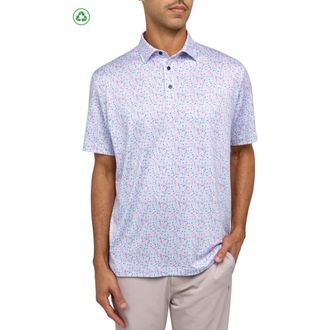 Con.Struct Regular Fit Micro Flamingo Print Recycled Performance Golf Polo in Pink at Nordstrom, Size Xxx-Large