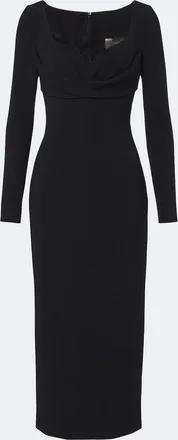 Elie Saab Draped lace-trimmed cady midi dress