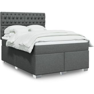 vidaXL Vidaxl - Cama Box Spring Con Colch&oacute;n Tela Gris Oscuro 140x190 Cm