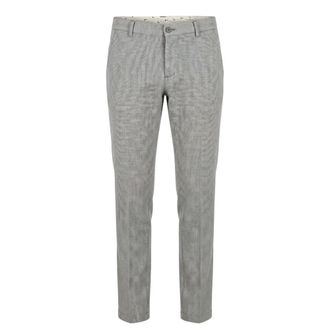 Trussardi Pantalon met micro-patroon - Heren - Broeken - Grijs - Maat: XS Linnen