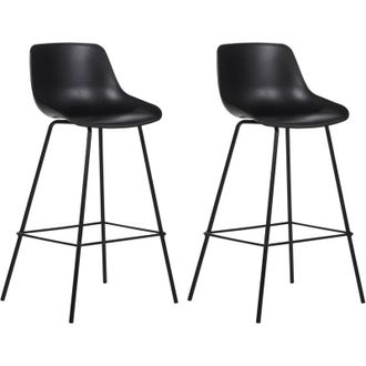 Beliani Set di 2 sedie da bar Sgabelli da bar altezza banco Seduta in plastica Gambe in metallo Nero Emmet